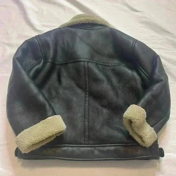 Zara Girls Combo Double Faced Biker Moto Jacket Black Cream - Picture 6 of 10